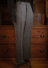 Grayson Fishtail Trousers - Flint Herringbone