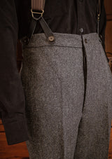 Grayson Fishtail Trousers - Flint Herringbone