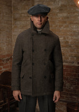 Storm-Collar Pure Wool Pea Coat - Ashmore Flint