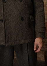 Storm-Collar Pure Wool Pea Coat - Ashmore Flint