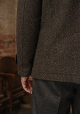 Storm-Collar Pure Wool Pea Coat - Ashmore Flint