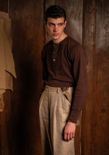 Long Sleeve Henley - Tobacco