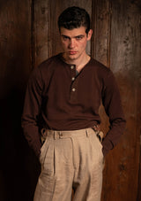 Long Sleeve Henley - Tobacco