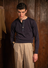 Long Sleeve Henley - Navy