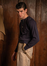 Long Sleeve Henley - Navy