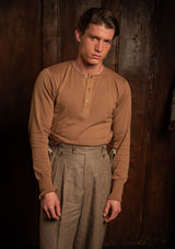 Long Sleeve Henley - Caramel