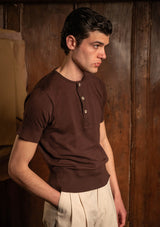 Short Sleeve Henley - Tobacco