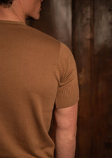 Short Sleeve Henley - Caramel