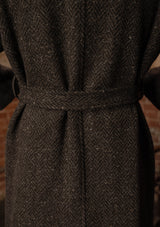 Horsley Raglan Pure Wool Belted Overcoat - Walnut & Stone Herringbone