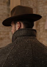 Horsley Raglan Pure Wool Belted Overcoat - Walnut & Stone Herringbone