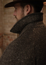 Horsley Raglan Pure Wool Belted Overcoat - Walnut & Stone Herringbone