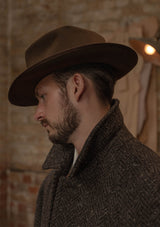 Horsley Raglan Pure Wool Belted Overcoat - Walnut & Stone Herringbone