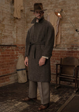 Horsley Raglan Pure Wool Belted Overcoat - Walnut & Stone Herringbone