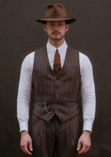 The Munro 3 Piece Suit - Dark Taupe with Vintage Grey Stripe