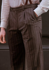 The Munro 3 Piece Suit - Dark Taupe with Vintage Grey Stripe