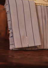 Classic Cotton Shirt With Spearpoint Collar & Blue Micro Stripe - French Double Cuff