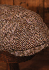 Morwell Baker Boy - (Mid-Width) Harris Tweed Brown Herringbone