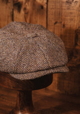 Morwell Baker Boy - (Mid-Width) Harris Tweed Brown Herringbone
