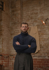 Anderson Cable Knit Super-soft Lambswool Sweater - Midnight Blue