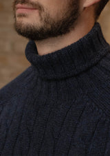 Anderson Cable Knit Super-soft Lambswool Sweater - Midnight Blue