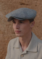 Regency 50 Pence Flat Cap - Navy & White Basket Weave