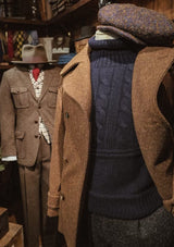 Clapperton Half Cable Knit Lambswool Sweater - Navy