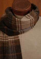 Merino Wool Scarf - Navy & Natural Tartan
