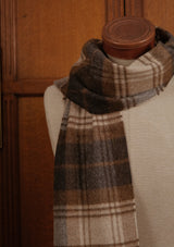 Merino Wool Scarf - Navy & Natural Tartan