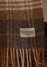 Merino Wool Scarf - Navy & Natural Tartan