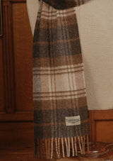 Merino Wool Scarf - Navy & Natural Tartan