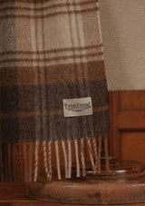 Merino Wool Scarf - Navy & Natural Tartan