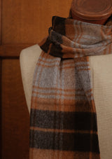 Merino Wool Scarf - Navy & Rust Tartan