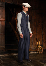 Cropped Waistcoat - Navy Herringbone