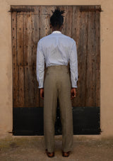 Grandad Collar Cotton Shirt - Light Blue