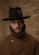 Storm-Collar Pure Wool Pea Coat - Tawny Rust