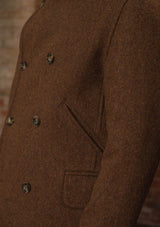 Storm-Collar Pure Wool Pea Coat - Tawny Rust