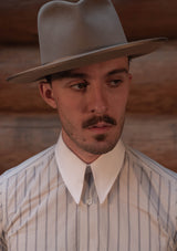 Spearpoint Shirt in Japanese Cotton - Navy Pinstripe