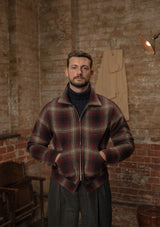 Midtown Pure Wool Cropped w/ 1940s Talon Zipper Jacket - Red & Navy Plaid