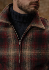 Midtown Pure Wool Cropped w/ 1940s Talon Zipper Jacket - Red & Navy Plaid