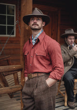 Early Western Shirt - Rust Red Lightweight Linen