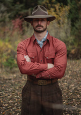Early Western Shirt - Rust Red Lightweight Linen