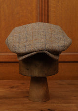 Regency 50 Pence Cap - Rust & Navy Windowpane Harris Tweed