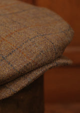 Regency 50 Pence Cap - Rust & Navy Windowpane Harris Tweed