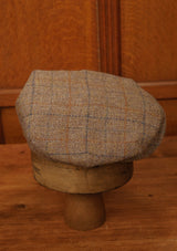 Regency 50 Pence Cap - Rust & Navy Windowpane Harris Tweed