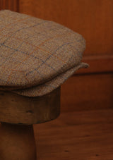 Regency 50 Pence Cap - Rust & Navy Windowpane Harris Tweed