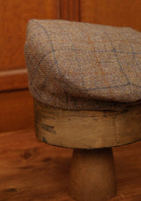 Regency 50 Pence Cap - Rust & Navy Windowpane Harris Tweed