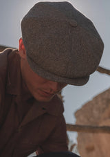 Fulton Baker Boy - (Mid-Width) High Contrast Grey Herringbone Pure Silk