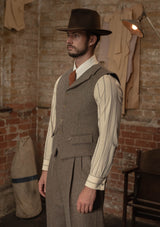 Spearpoint Japanese Cotton Shirt - Cream & Brown Pinstripe