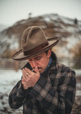 Lawson Open Crown Fedora - Sepia & Dark Brown