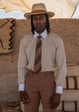 Vintage Club Collar Cotton Shirt - Clay Stripe